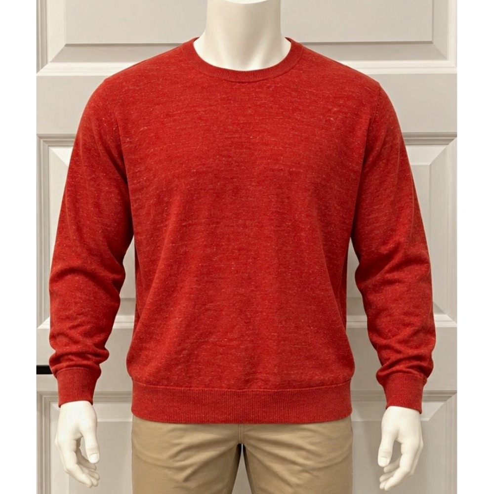 GAP Men's NEW Orange Red Cotton Knit Crew Neck Pullover Sweater Long Sleeve XL